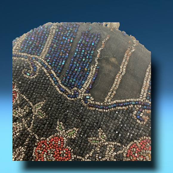 Vtg Antique Art Deco Shimmer Seed Beaded Flapper Purse Bag As Is Parts Repair - Picture 2 of 6